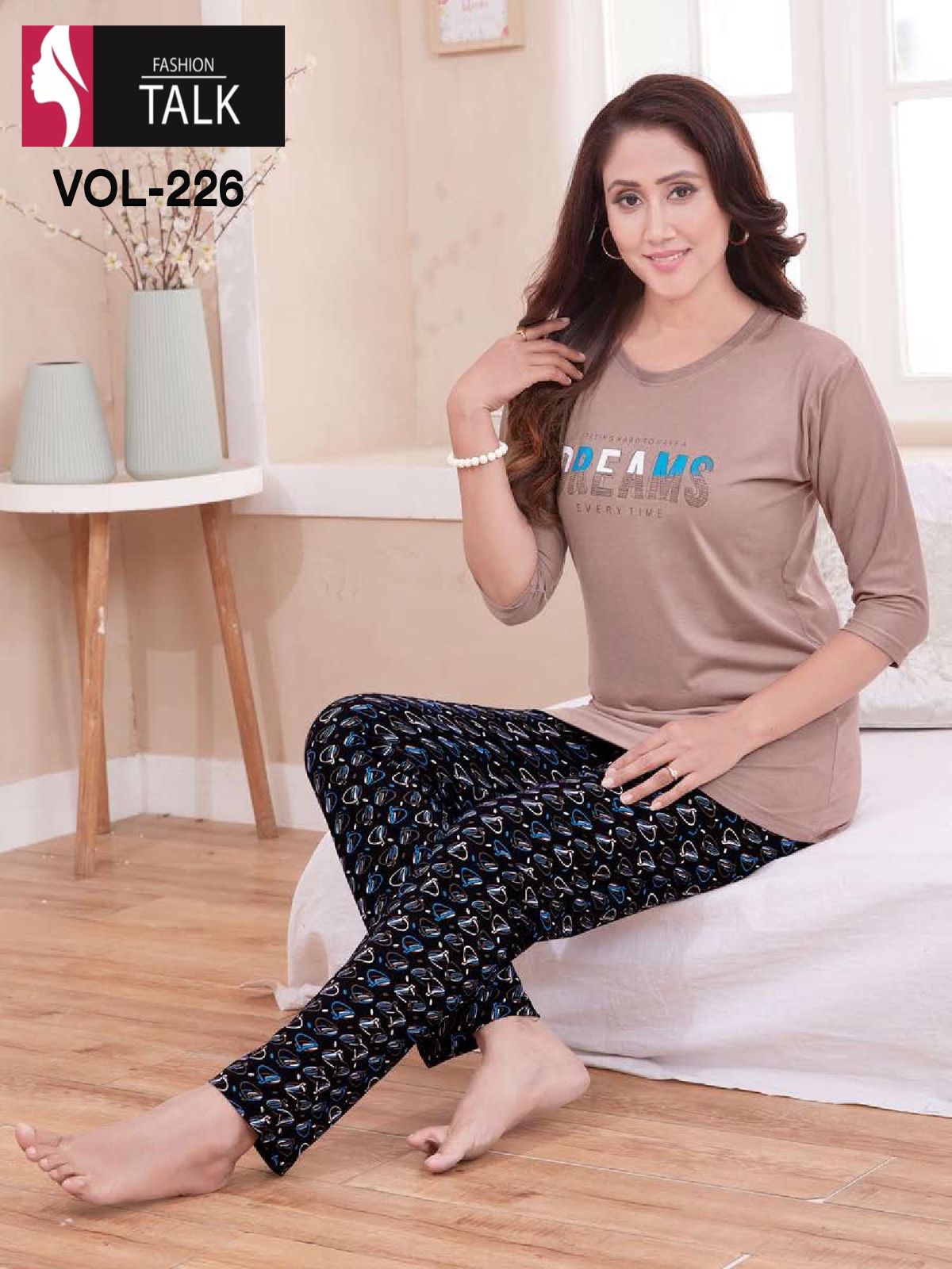 Ft 226 Night Wear Hosiery Cotton Printed Wholesale Night Suits Collection